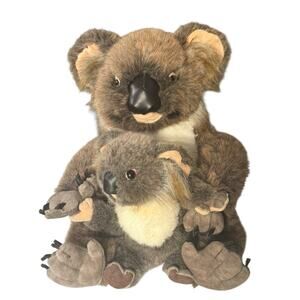 Discovery Channel Koala Bear Mom Baby Vintage Realistic Stuffed Plush Animal 13"